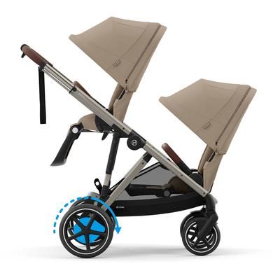 Cybex eGazelle S Electronic Assist Double Stroller Bundle - Taupe Frame / Almond Beige