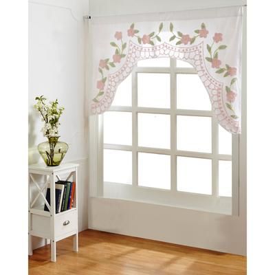 Wide Width Bloomfield Collection in Floral Design 100% Cotton Tufted Chenille Valance by Better Trends in Rose (Size 60" W 40" L)