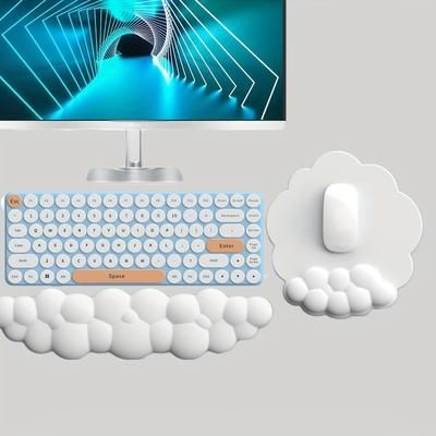 TEMU 2 Pcs Mousepad & Wrist Rest: Memory Foam For Comfortable Gaming And Office Work - Pu Leather, Non-slip, And Wrist Support