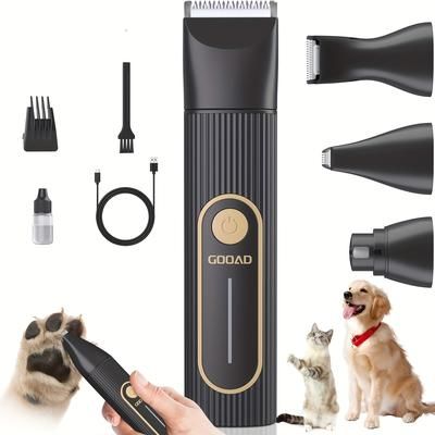 Gooad Dog Clippers Grooming Kit -low Noise-cordless Quiet Paw Trimmer Nail Grinder Pet Hair Shaver For Small And Large Dogs Cats Dog Hair Trimmer Also For Pet Hair Around Paws Eyes Ears Face Rump