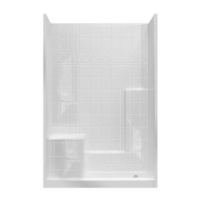 LaurelMountain Atwood 60 x 32 AcrylX Alcove Right-Hand Drain Three-Piece Shower in Biscuit LM6032SH1S3PBLBIS