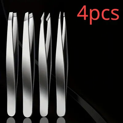 Beauty Tools 4pcs Professional Tweezers Set Perfect For Eyebrow Hair Removal Splinter & Ingrown Hair Removal & More For Woman