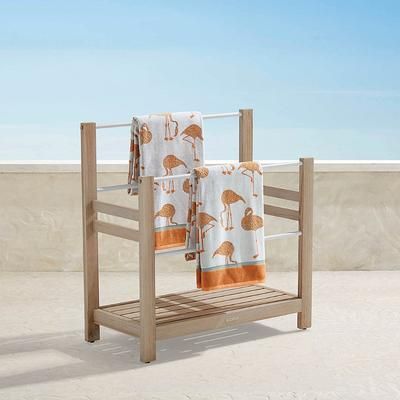 Outdoor Towel Stand - Resort Collection Teak Pool Towel Stand - Frontgate