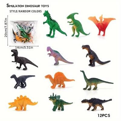 TEMU 12pcs/set Dinosaur Toy Set, Realistic Dinosaur Toy Ornaments, Children's Dinosaur Models, Ancestral Dragon, Christmas Gift