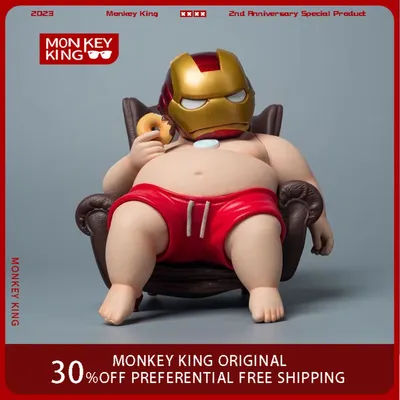 12cm The Avengers Iron Man Fat Boy Figure Cute Anime Action Collection Desktop Ornament Decoration Car Ornaments Children Toys