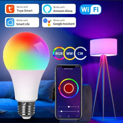 AC 220V 110V Tuya Smart WiFi lampadina a LED E27 10W 15W 20W Alexa LED lampada Smart Life APP Google