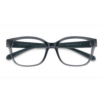 Unisex s horn Shiny Transparent Gray Plastic Prescription eyeglasses - Eyebuydirect s Armani Exchange AX3098