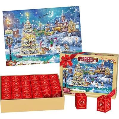 Calendario dell'Avvento 2025 Puzzle Jigsaw di Natale Puzzle Notte Innevata 24 Parti 1008 Pezzi Puzzle per Adulti Adolescenti Bambini Puzzle Jigsaw Puzzle di Natale Regalo di Natale