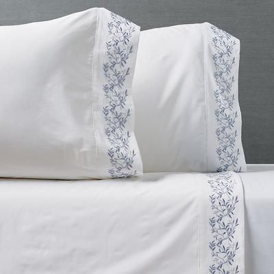 Set of 2 Floret Percale Pillowcases - Dusty Blue, King - Frontgate Resort Collection™