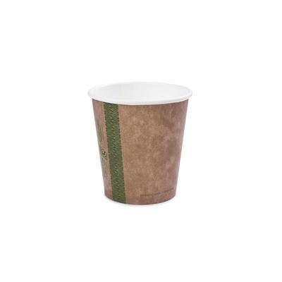 Vegware KV-10G 10 oz Disposable Hot Cup - PLA, Printed, Brown, Case of 1000