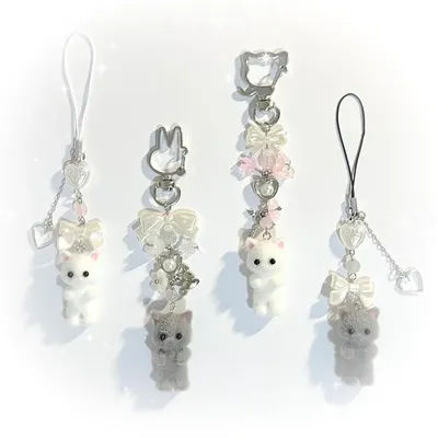 furry kitten keychain handmade y2k women fashion