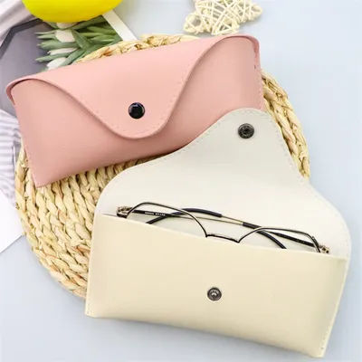 Boîte à lunettes d'été couleur unie haut de gamme en cuir Pu lunettes de soleil myopie lunettes résistant à la pression lunettes de soleil boîtes sacs à lunettes