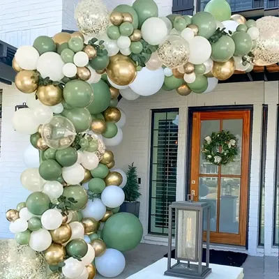 139 pièces, ensemble de couronne de ballons vert sauge Oh Baby Shower, décoration mate Olive en différentes tailles, décoration de fête d'anniversaire