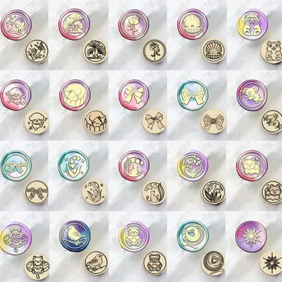 1.5x1.5cm Mini Wax Seal Stamps Cat Puppy Panda Bird Story Tulip Coffee Fire Paint Stamp Copper Head For Invitation Card Decor