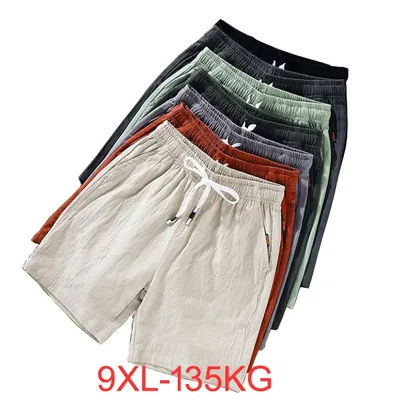 Buts d'Été en Coton et Lin pour Homme, Style Chinois, Grande Taille, 6XL, 7XL, 8XL, 9XL, Décontracté, Commande à Domicile, Vert, Orange, 49