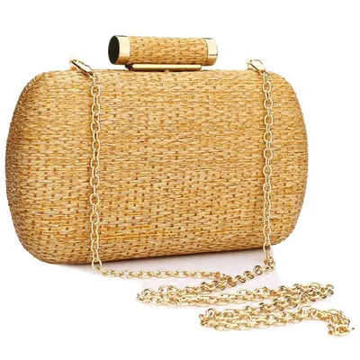 Straw Clutch Purse for Women Wedding Hand-Woved Evening Straw Handbag Party Wedding Summer Beach Wicker Shoulder Messenger Bags