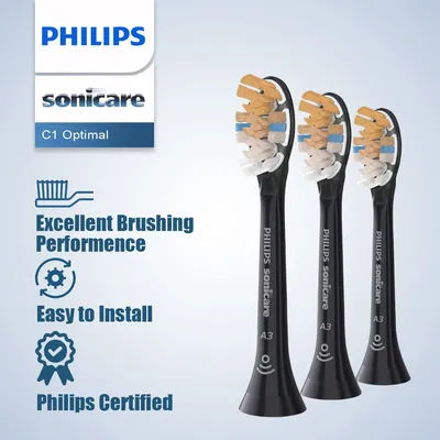 Philips Sonicare Genuine A3 Premium testine di ricambio All-in-One per spazzolino, nero, bianco, 3