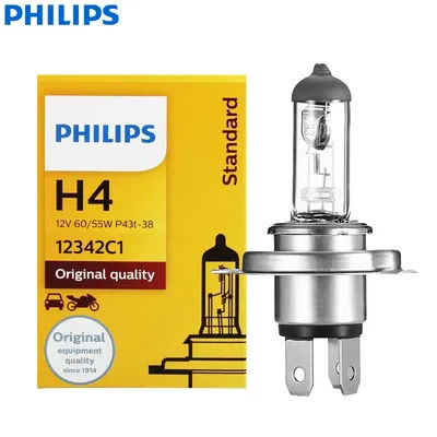 Philips Vision H4 9003 HB2 Lampada frontale per auto standard Lampadina originale Luce alogena genuina ECE 12V 60/55W P43t 12342C1, 1X