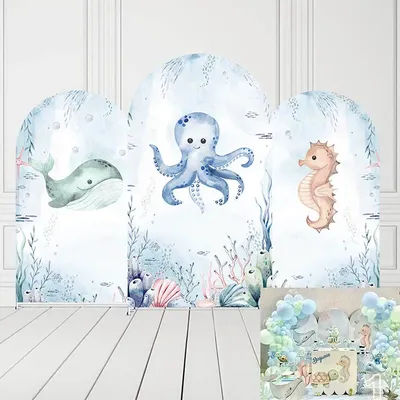 Mehofond Custom 2-Sided Underwater Sea Mermaid Kids Birthday Party Baby Shower Cover Chiara Arch
