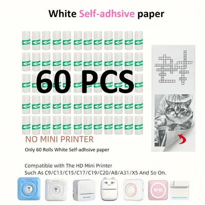 60PCS Thermal Paper MINI Printing wholesale Self-adhesive Label Sticker For Mini Printers Stickers Photo Sticky paper scrapbook