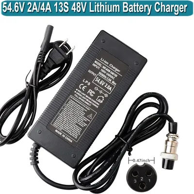 Chargeur 54.6V 2A pour batterie au Lithium 48V Skywalker 8S,Evercross H5,Kugoo M4/X1/M4 Pro,GX16/M16, adaptateur d'alimentation à connecteur à 3 broches