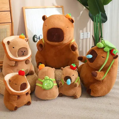 Capybara Plush Toy Simulation Nose Drop Capibara Boba Bread Fruit Bread Food Decor Stuffed Animals