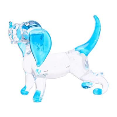 Peace Cocker Spaniel,'Handblown Light Blue Glass Cocker Spaniel Dog Figurine'