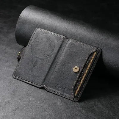 Luxury Leather Wallet Phone Magsafe Magnetic Card Holder for iPhone 15 14 13 12 11 Pro Max Plus Mini