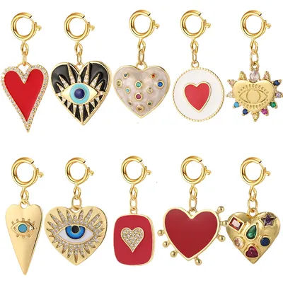 Cute Spring Buckle Love Eye Charms for Jewelry Making Production Supplies Bohemian Diy Bracelet Necklace Key Chain Accessories