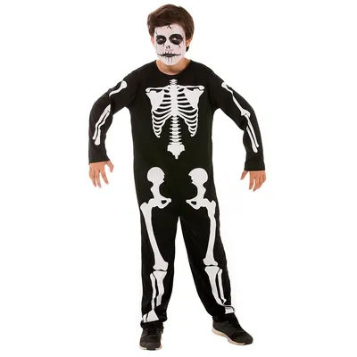 Combinaison « squelette » pour enfants, noir/blanc