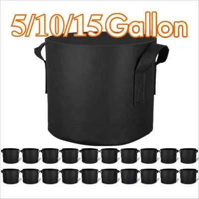 Sacs de culture de légumes/fleurs/plantes, 5 à 20 pièces, 5/7/10/15 gallons, jardinière en tissu feutré Non tissé épais, Pot de fleur avec poignées