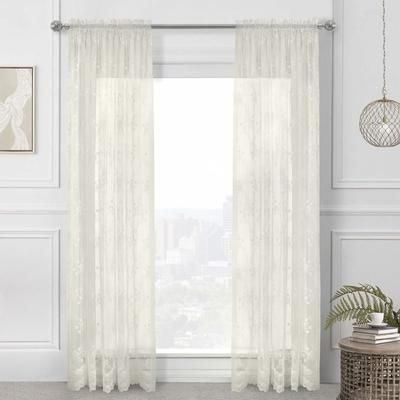 Wide Width Mona Lisa Sheer Rod Pocket Curtain Panel by Habitat™ in Eggshell (Size 56" W 84" L)