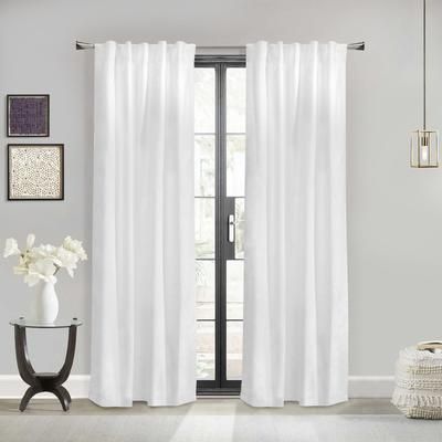 Wide Width Weathermate Topsions Room Darkening Curtain Panel Pair by Thermalogic in White (Size 80" W 63" L)