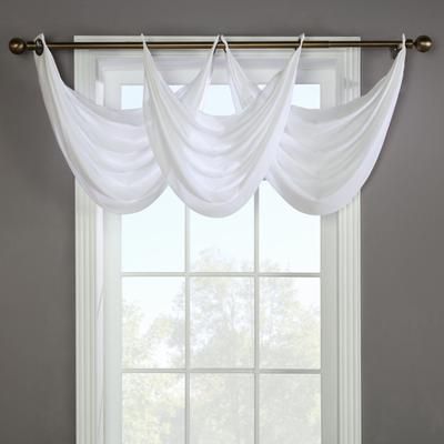 Wide Width Rhapsody Lined Light Filtering Grommet Ascot Valance by Thermavoile in White (Size 36" W 19" L)