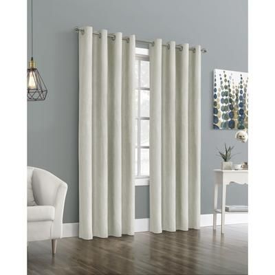 Wide Width Ethan Blackout Grommet Curtain Panel by Thermaplus in White (Size 52" W 84" L)