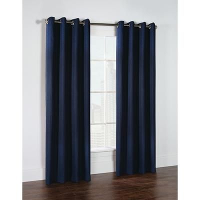 Wide Width Cambridge Room Darkening Grommet Curtain Panel by Thermalogic in Navy (Size 52" W 95" L)