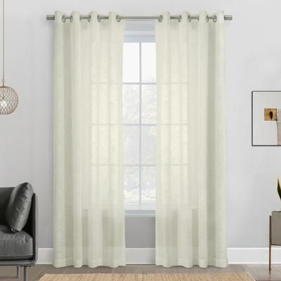 Wide Width Boucle Sheer Grommet Curtain Panel by Habitat™ in Off White (Size 52" W 95" L)