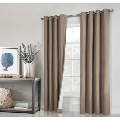 Wide Width Ventura Blackout Grommet Curtain Panel Pair by Thermaplus in Pebble (Size 52" W 63" L)
