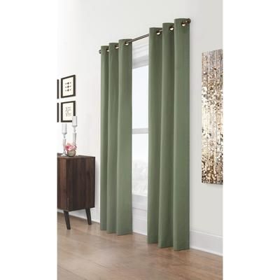 Wide Width Weathermate Room Darkening Grommet Curtain Panel Pair by Thermalogic in Sage (Size 40" W 95" L)