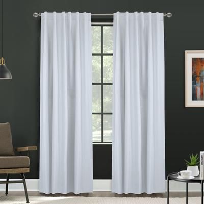 Wide Width Baxter Blackout Dual Header Curtain Panel by Thermaplus in White (Size 52" W 84" L)