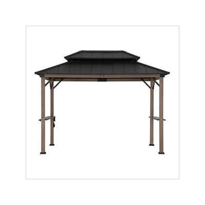 Sunjoy Group 8 x 12 Grill Gazebo with Electrical Outlets and Shelves (Brown)