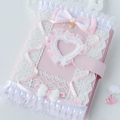 Pink Binder A5 Handmade Lace Matrrials Decor Sweet Girl's Gift ID Cards Idol Picture Holder Booklet Kawaii School Stationery