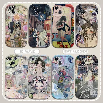 Aya Takano New 3D Wave Phone Case For Samsung Galaxy S24 S23 S21 S20 FE Plus Ultra 4G 5G Hot Luxury Soft Silicone Back Cover
