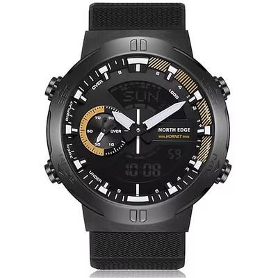 NORTH EDGE HORNET con Scatola Orologi per Uomini Misuratore di Velocità Orologio Mondiale Sveglia Impermeabile Cinturino in Silicone Orologio Uomo