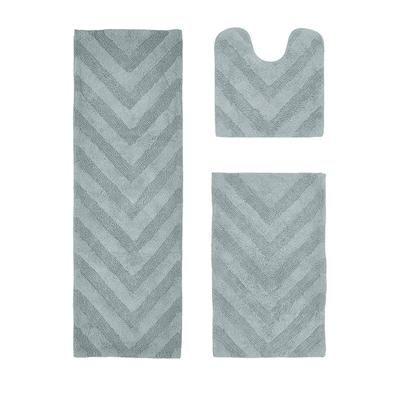 Hugo Collection 100% Cotton 3 Piece (20" X 20" | 21" X 34" | 20" X 60") Bath Rug Set by Brylane Home in Blue