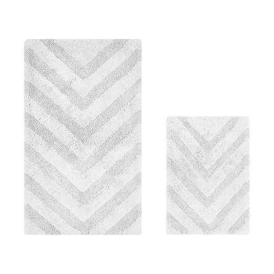 Hugo Collection 100% Cotton 2 Piece (17" X 24" | 24" X 40") Bath Rug Set by Brylane Home in White