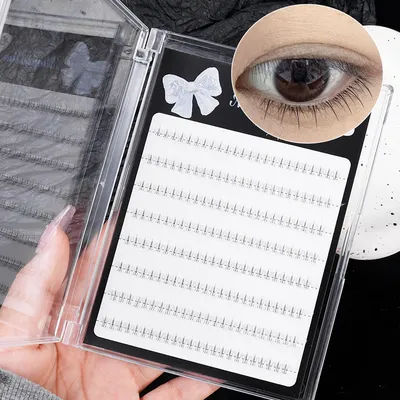 4D Self-adhesive Lower Eyelashes Natural Individual Lashes No Glue Needed Fake Eyelashes Transparent Stem for Eyelash Extension