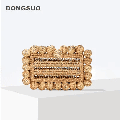 Women natural cane bag Rattan clutch Bag For luxury Wedding Party Purse summer beach Wicker Handbag Designer 2024 new