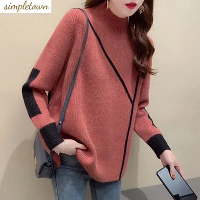 Pull à col mi-haut pour femme, tricots épais, sous-couche polyvalent, nouveau, automne et hiver