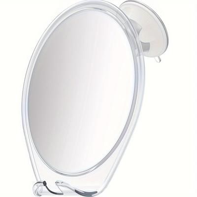 TEMU Shower Mirror With Suction Cups, Rotating Head & Razor Holder - Compact Bathroom Accessory, White
